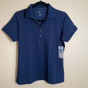 Nike Women's Golf Tennis Dri Fit Short Sleeve Classic Polo Navy Blue Size M NEW